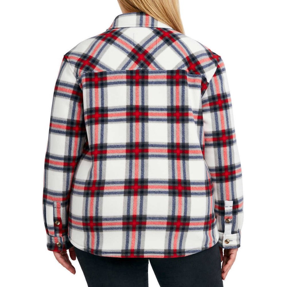 SAGE Women Plaid Super Plush Sherpa Lined Fleece Shirt Jacket with Pockets - Picture 5 of 9